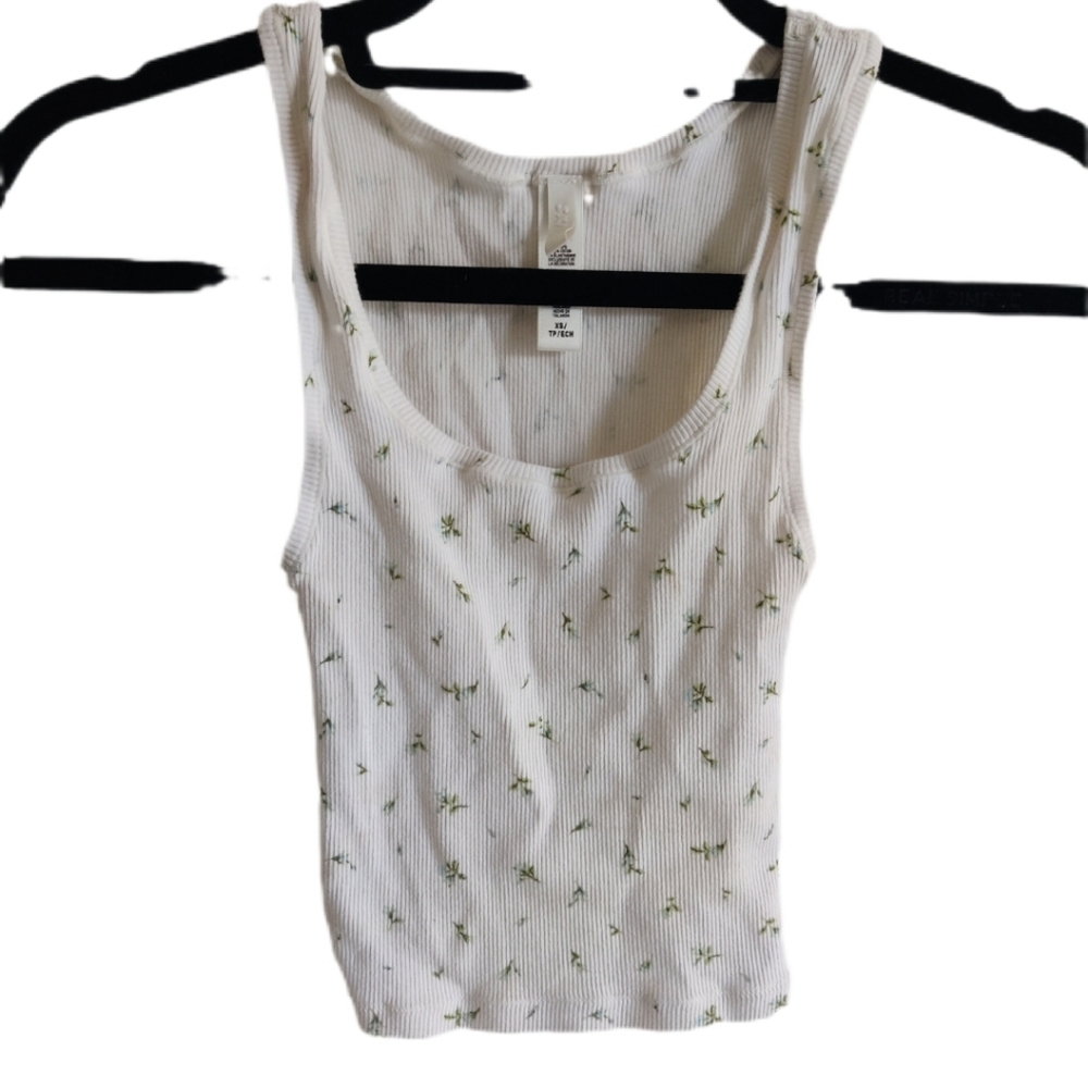 Skims Cropped Ribbed Tee Blue Floral